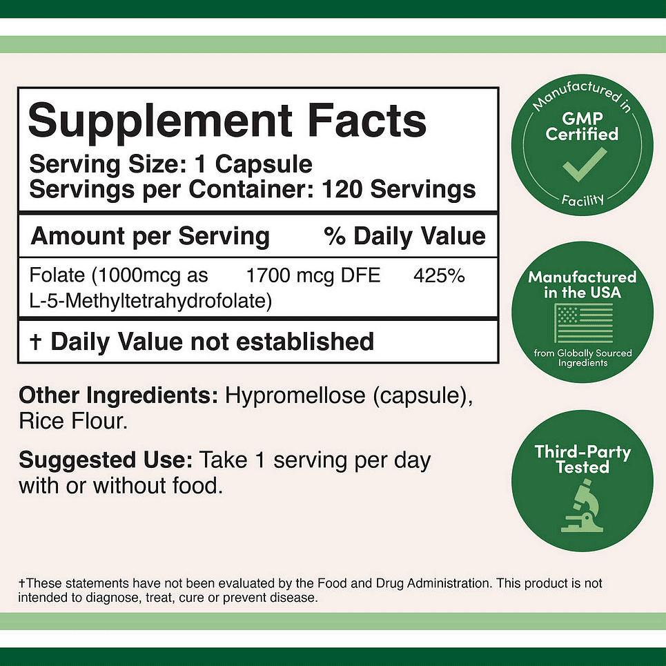 DOUBLE WOOD Methyl Folate 1000 mcg